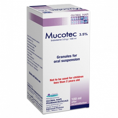 MUCOTEC 175 MG / 5 ML PEDIATRIC ( ERDOSTEINE ) GRANULES FOR ORAL SUSPENSION — 100 ML AFTER RECONISTITUTION